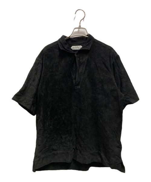 SOVEREIGN（ソブリン）SOVEREIGN (ソブリン) ピッグスエード S/S レザーシャツ ブラック サイズ:Lの古着・服飾アイテム