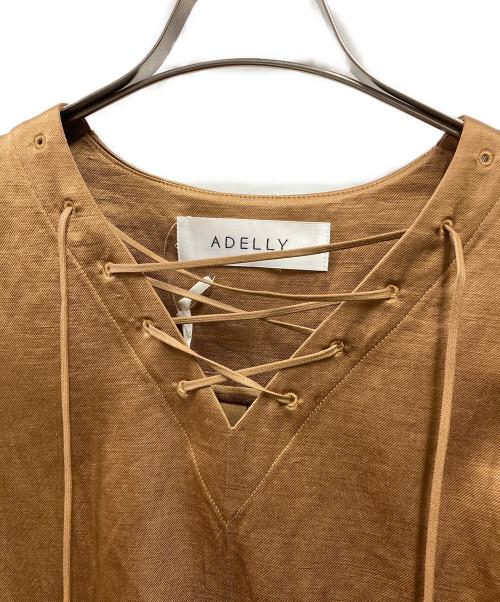 ADELLY（アデリー）ADELLY (アデリー) レースアップブラウス ブラウン サイズ:38 未使用品の古着・服飾アイテム