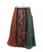 ADELLYアデリー）の古着「パネルプリーツスカート」｜ブラウン×グリーン