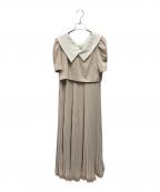 HER LIP TOハーリップトゥ）の古着「Butterfly Collar Pleated Dress」｜ベージュ