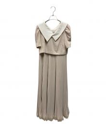 HER LIP TO（ハーリップトゥ）の古着「Butterfly Collar Pleated Dress」｜ベージュ