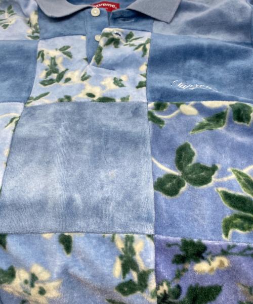 SUPREME（シュプリーム）SUPREME (シュプリーム) Floral Patchwork Velour L/S Polo ブルー サイズ:XLの古着・服飾アイテム