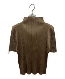 PLEATS PLEASE（プリーツプリーズ）の古着「ハイネックプリーツカットソー」｜ベージュ