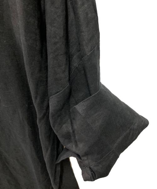 nagonstans（ナゴンスタンス）nagonstans (ナゴンスタンス) フレンチリネンVネックドレス ブラック サイズ:38の古着・服飾アイテム