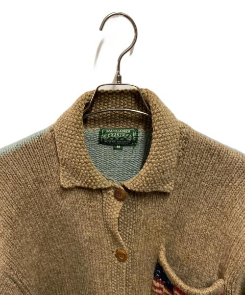 RALPH LAUREN COUNTRY（ラルフローレンカントリー）RALPH LAUREN COUNTRY (ラルフローレンカントリー) 星条旗ニットジャケット ブラウン サイズ:Ｍの古着・服飾アイテム