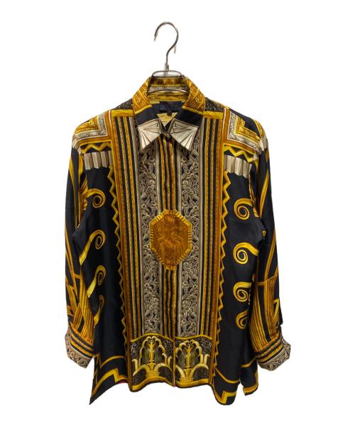 ETRO（エトロ）ETRO (エトロ) スカーフ柄シャツ イエロー×ブラック サイズ:44の古着・服飾アイテム