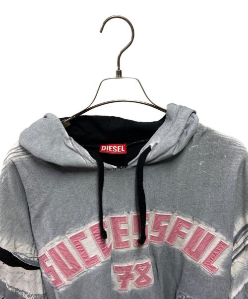 DIESEL（ディーゼル）DIESEL (ディーゼル) T-NABEL-HOOD-LS グレー サイズ:Lの古着・服飾アイテム