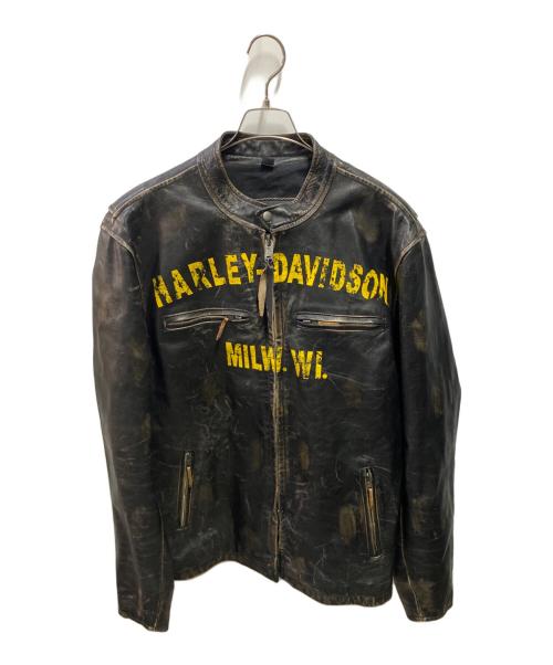 HARLEY-DAVIDSON（ハーレーダビッドソン）HARLEY-DAVIDSON (ハーレーダビッドソン) 1903 FORGE ヴィンテージ加工シングルライダースジャケット ブラック サイズ:Ｌの古着・服飾アイテム
