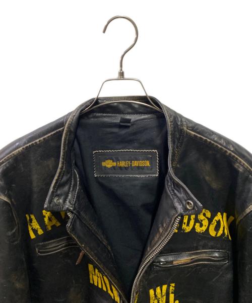 HARLEY-DAVIDSON（ハーレーダビッドソン）HARLEY-DAVIDSON (ハーレーダビッドソン) 1903 FORGE ヴィンテージ加工シングルライダースジャケット ブラック サイズ:Ｌの古着・服飾アイテム