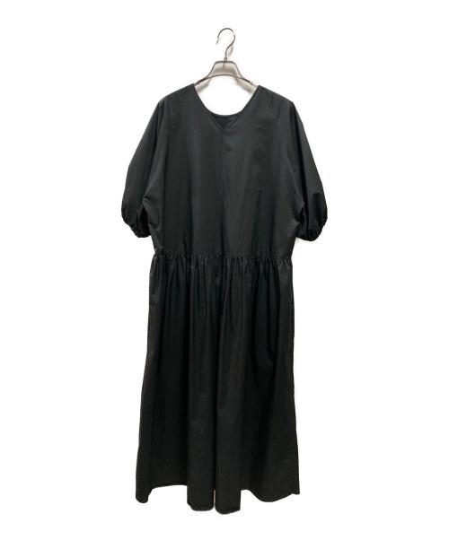 ASTRAET（アストラット）ASTRAET (アストラット) ラウンドネックギャザースリーブワンピース ブラック サイズ:FREEの古着・服飾アイテム