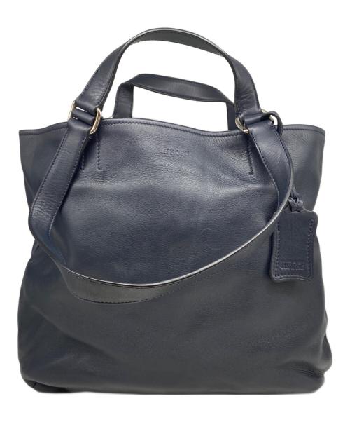 HIROFU（ヒロフ）HIROFU (ヒロフ) レザーバッグ ネイビーの古着・服飾アイテム