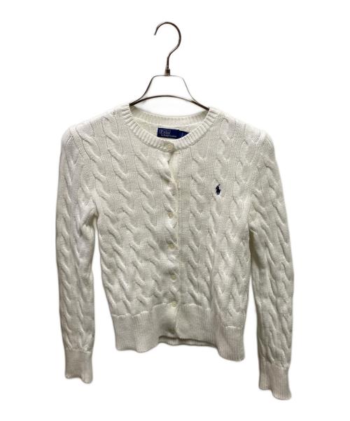 POLO RALPH LAUREN（ポロ・ラルフローレン）POLO RALPH LAUREN (ポロ・ラルフローレン) ケーブル丸襟カーディガン ホワイト サイズ:Ｓの古着・服飾アイテム