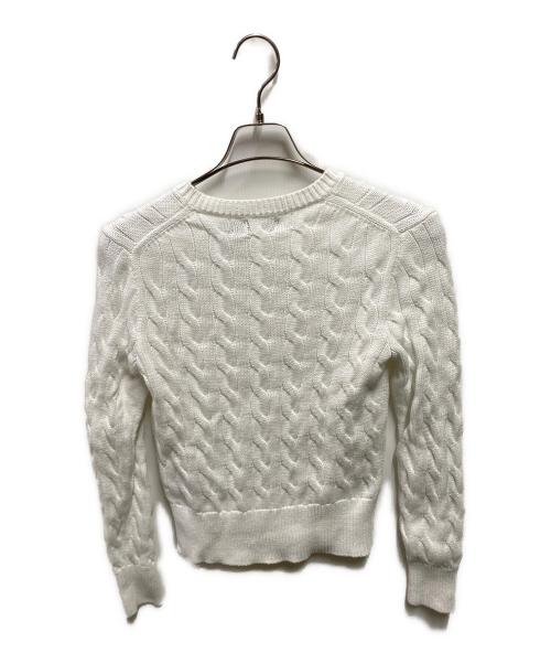 POLO RALPH LAUREN（ポロ・ラルフローレン）POLO RALPH LAUREN (ポロ・ラルフローレン) ケーブル丸襟カーディガン ホワイト サイズ:Ｓの古着・服飾アイテム