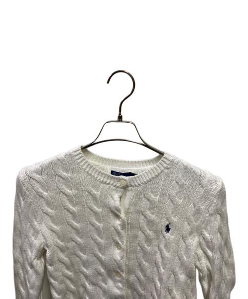 POLO RALPH LAUREN（ポロ・ラルフローレン）POLO RALPH LAUREN (ポロ・ラルフローレン) ケーブル丸襟カーディガン ホワイト サイズ:Ｓの古着・服飾アイテム