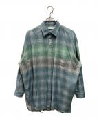 REVERBERATEリバーバレイト）の古着「ロングフランネルシャツ」｜ブルー×グリーン