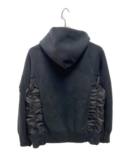 sacai（サカイ）sacai (サカイ) Sponge Sweat × Nylon Twill Hoodie ブラック サイズ:1の古着・服飾アイテム
