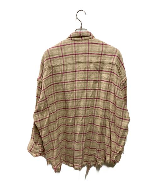 R13（アールサーティン）R13 (アールサーティン) カットオフチェックシャツ ベージュ サイズ:Mの古着・服飾アイテム