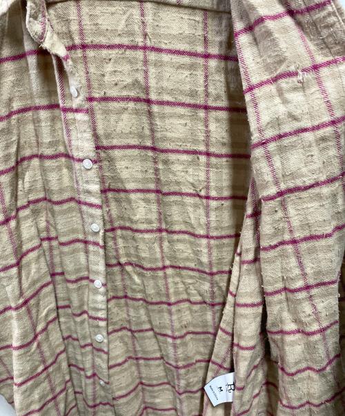 R13（アールサーティン）R13 (アールサーティン) カットオフチェックシャツ ベージュ サイズ:Mの古着・服飾アイテム