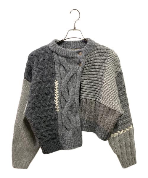 LEINWANDE（ラインヴァンド）LEINWANDE (ラインヴァンド) Intarsia Cable Cardigan グレー サイズ:FREEの古着・服飾アイテム