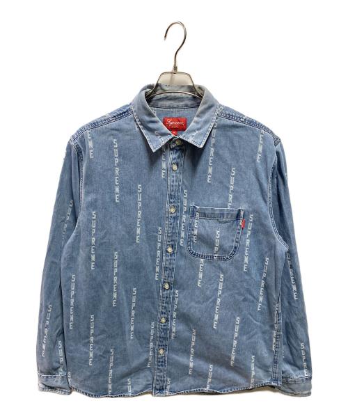 SUPREME（シュプリーム）SUPREME (シュプリーム) Logo Stripe Jacquard Denim Shirt インディゴ サイズ:Ｍの古着・服飾アイテム