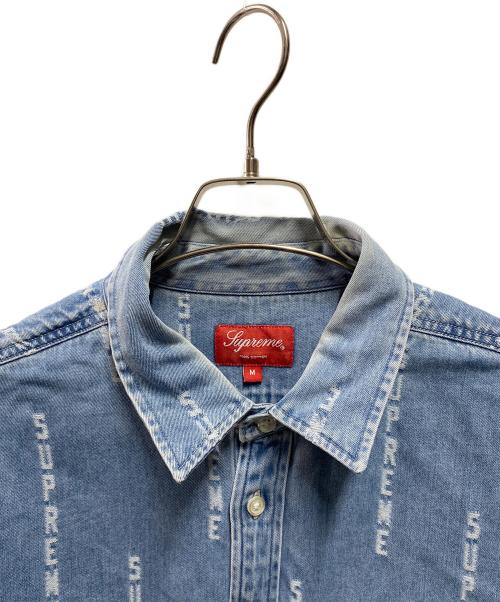 SUPREME（シュプリーム）SUPREME (シュプリーム) Logo Stripe Jacquard Denim Shirt インディゴ サイズ:Ｍの古着・服飾アイテム