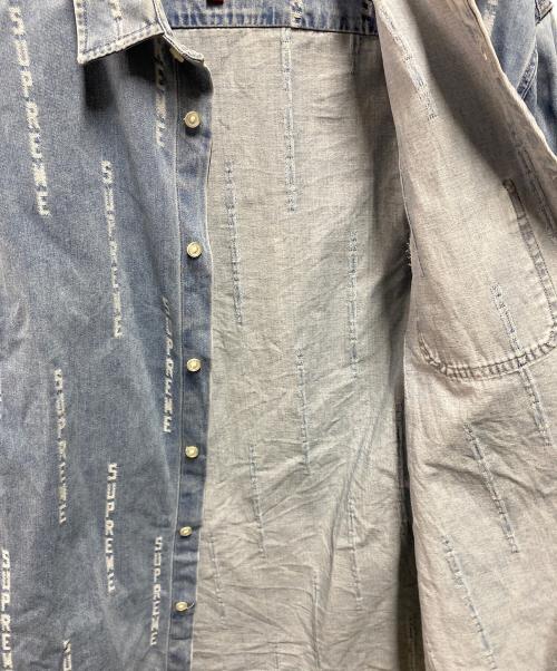 SUPREME（シュプリーム）SUPREME (シュプリーム) Logo Stripe Jacquard Denim Shirt インディゴ サイズ:Ｍの古着・服飾アイテム