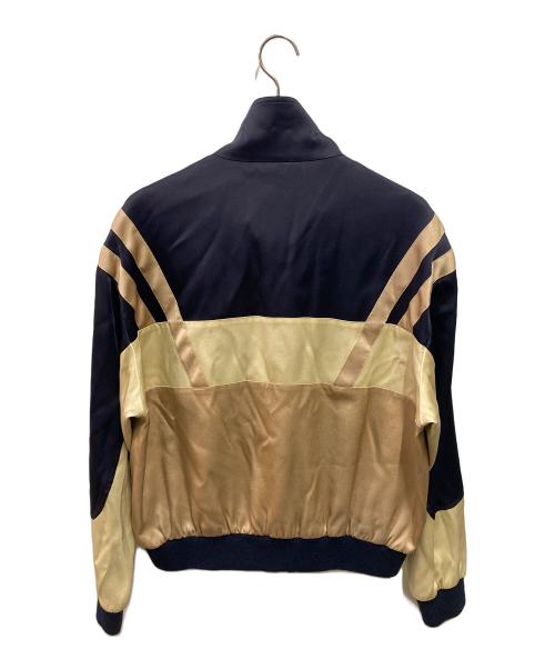 Saint Laurent Paris（サンローランパリ）Saint Laurent Paris (サンローランパリ) シルクテディボンバージャケット ネイビー×ベージュ サイズ:50の古着・服飾アイテム