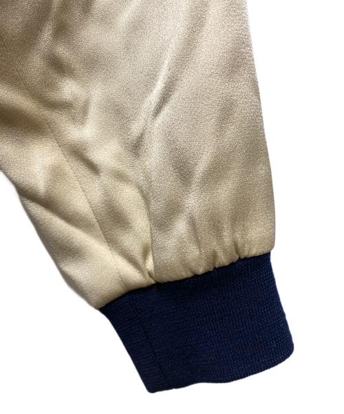 Saint Laurent Paris（サンローランパリ）Saint Laurent Paris (サンローランパリ) シルクテディボンバージャケット ネイビー×ベージュ サイズ:50の古着・服飾アイテム