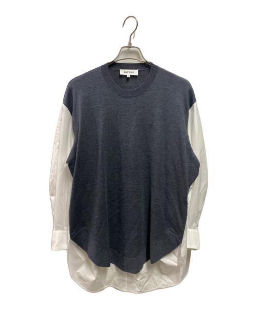 ENFOLD（エンフォルド）ENFOLD (エンフォルド) COMBI LONG-SHIRT グレー×ホワイト サイズ:38の古着・服飾アイテム