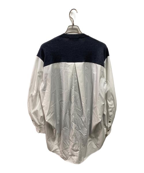 ENFOLD（エンフォルド）ENFOLD (エンフォルド) COMBI LONG-SHIRT グレー×ホワイト サイズ:38の古着・服飾アイテム