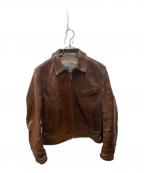 Aero LEATHERエアロレザー）の古着「ハーフベルテッドジャケット」｜ブラウン