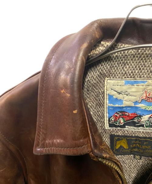 Aero LEATHER（エアロレザー）Aero LEATHER (エアロレザー) ハーフベルテッドジャケット ブラウン サイズ:36の古着・服飾アイテム