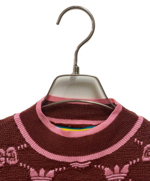 GUCCI（グッチ）GUCCI (グッチ) adidas (アディダス) Wool Jacquard Sweater レッド サイズ:Ｍの古着・服飾アイテム