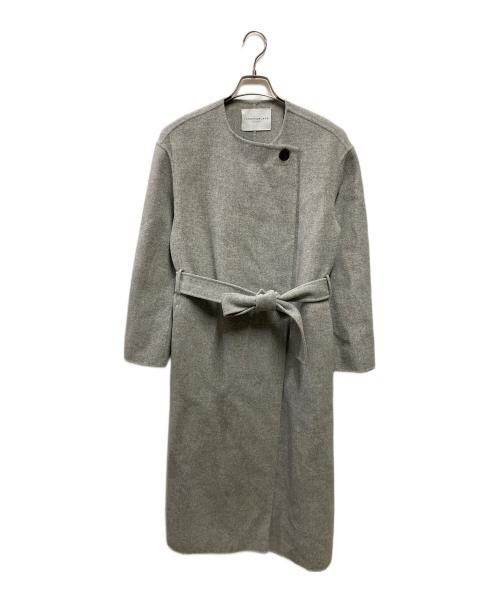 TOMORROW LAND（トゥモローランド）TOMORROW LAND (トゥモローランド) プレミアムウールリバーノーカラーコート グレー サイズ:34の古着・服飾アイテム