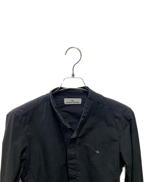 STONE ISLAND（ストーンアイランド）STONE ISLAND (ストーンアイランド) バンドカラーシャツ ブラック サイズ:Ｓの古着・服飾アイテム