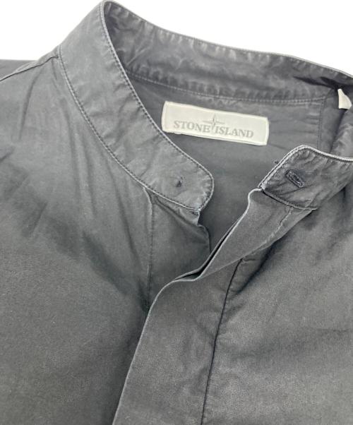 STONE ISLAND（ストーンアイランド）STONE ISLAND (ストーンアイランド) バンドカラーシャツ ブラック サイズ:Ｓの古着・服飾アイテム
