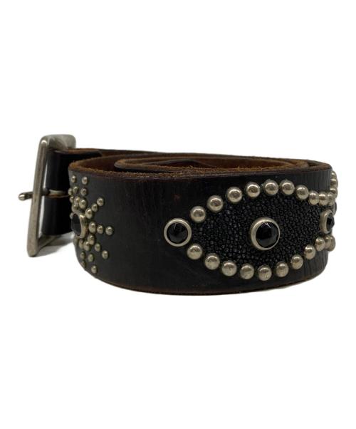 htc（エイチティーシー）htc (エイチティーシー) ナロースタッズベルト ブラウンの古着・服飾アイテム