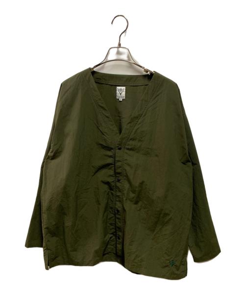 South2 West8（サウスツー ウエストエイト）South2 West8 (サウスツー ウエストエイト) V Neck Cardigan オリーブ サイズ:Ｍの古着・服飾アイテム