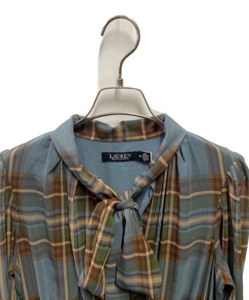 LAUREN RALPH LAUREN（ローレンラルフローレン）LAUREN RALPH LAUREN (ローレンラルフローレン) プラッドタイネックロングワンピース ブラウン サイズ:00の古着・服飾アイテム