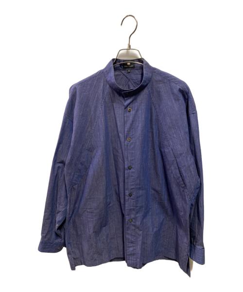 ISSEY MIYAKE（イッセイミヤケ）ISSEY MIYAKE (イッセイミヤケ) バンドカラーシャツ ネイビー サイズ:Ｍの古着・服飾アイテム