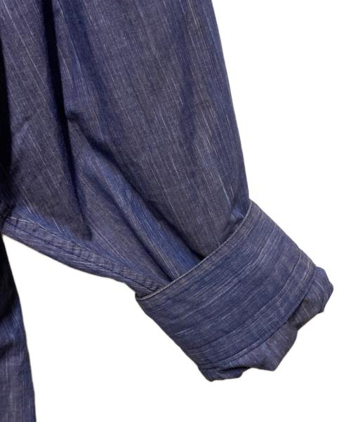 ISSEY MIYAKE（イッセイミヤケ）ISSEY MIYAKE (イッセイミヤケ) バンドカラーシャツ ネイビー サイズ:Ｍの古着・服飾アイテム