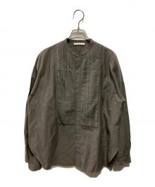GALERIE VIE（ギャルリーヴィー）の古着「コットンシルクパラシュート タックプリーツシャツ ピンタックシャツ 23-01-34-01015」｜ブラウン