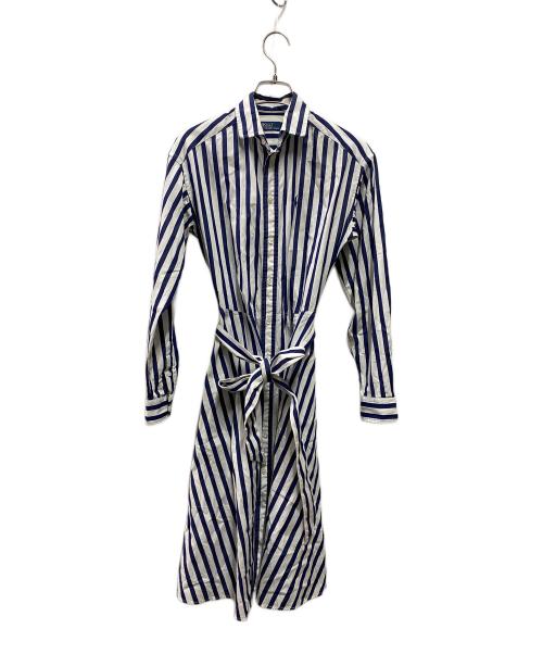 POLO RALPH LAUREN（ポロ・ラルフローレン）POLO RALPH LAUREN (ポロ・ラルフローレン) ストライプワンピース ネイビー サイズ:00の古着・服飾アイテム