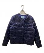 PRADAプラダ）の古着「ノーカラーダウンジャケット」｜ネイビー