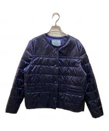 PRADA（プラダ）の古着「ノーカラーダウンジャケット」｜ネイビー