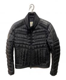 MONCLER（モンクレール）の古着「レザー切替ダウンジャケット」｜ブラック
