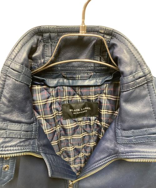 BURBERRY BLACK LABEL（バーバリーブラックレーベル）BURBERRY BLACK LABEL (バーバリーブラックレーベル) ラムレザージャケット ブルー サイズ:Ｍの古着・服飾アイテム