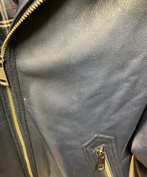 BURBERRY BLACK LABEL（バーバリーブラックレーベル）BURBERRY BLACK LABEL (バーバリーブラックレーベル) ラムレザージャケット ブルー サイズ:Ｍの古着・服飾アイテム