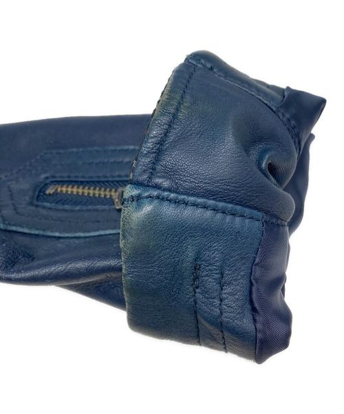 BURBERRY BLACK LABEL（バーバリーブラックレーベル）BURBERRY BLACK LABEL (バーバリーブラックレーベル) ラムレザージャケット ブルー サイズ:Ｍの古着・服飾アイテム