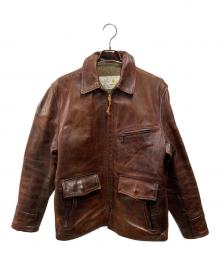 Aero LEATHER（エアロレザー）の古着「Long Halfbeltレザージャケット」｜ブラウン